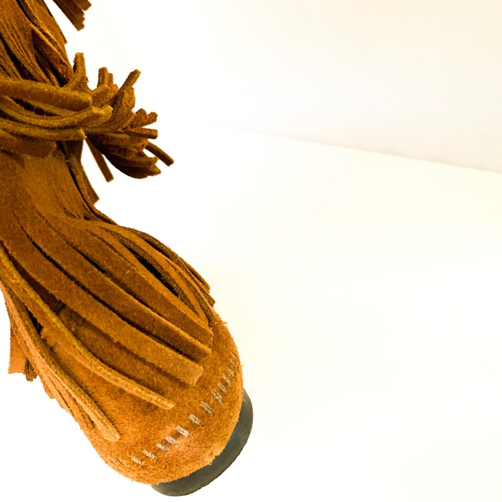 Minnetonka Suede Fringe Boots - 3 Layer Size 8 - image 2